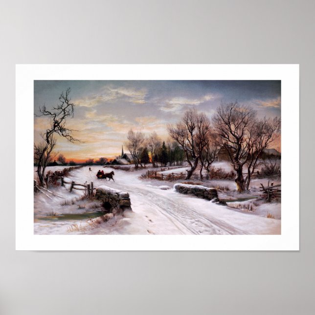 Vintages Lithograph-Poster im Winter Poster (Vorne)