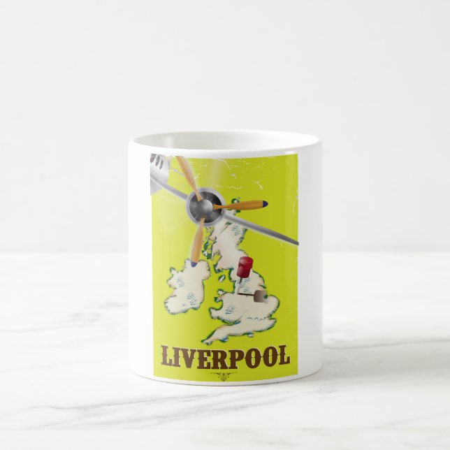 Vintages Liverpool Travel Poster Kaffeetasse (Mittel)
