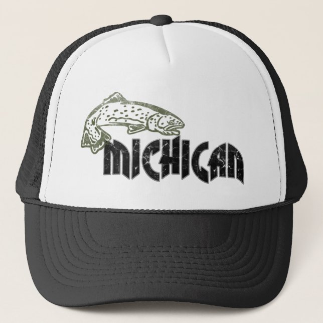 VINTAGES LOGO FISCH-MICHIGANS TRUCKERKAPPE (Vorderseite)