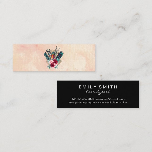 Vintages Logo für den Barberholzstich Mini Visitenkarte (Vorne/Hinten)