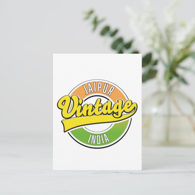 Vintages Logo-Plakatheft für Jaipur Postkarte (Stehend Vorderseite)