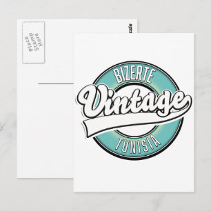 Vintages Logo von Bizerte tunisia Postkarte