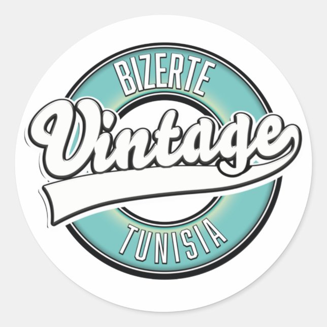 Vintages Logo von Bizerte tunisia Runder Aufkleber (Vorderseite)