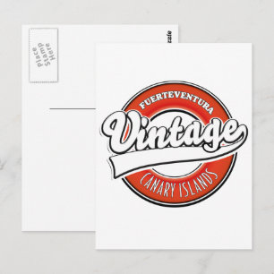 Vintages Logo von Fürteventura Postkarte