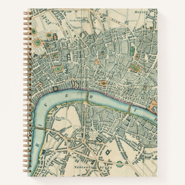 Vintages London Map Linde Notebook Notizbuch (Vorderseite)