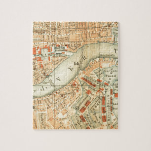 Vintages London Themse Karte Zubehör und Geschenk Puzzle