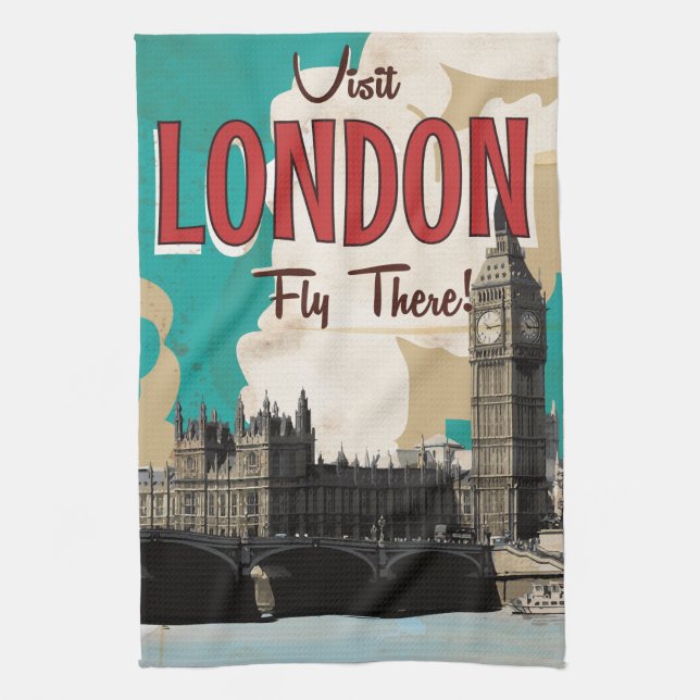 Vintages London Travel Poster Geschirrtuch (Vertikal)
