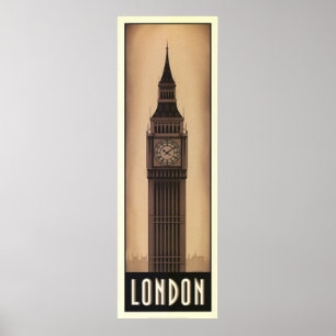 Vintages Londoner Big-Ben Sepia-Reiseplakat Poster