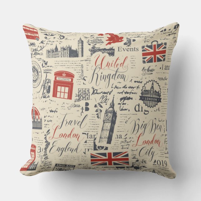 Vintages Londoner Pillow Kissen (Vorderseite)
