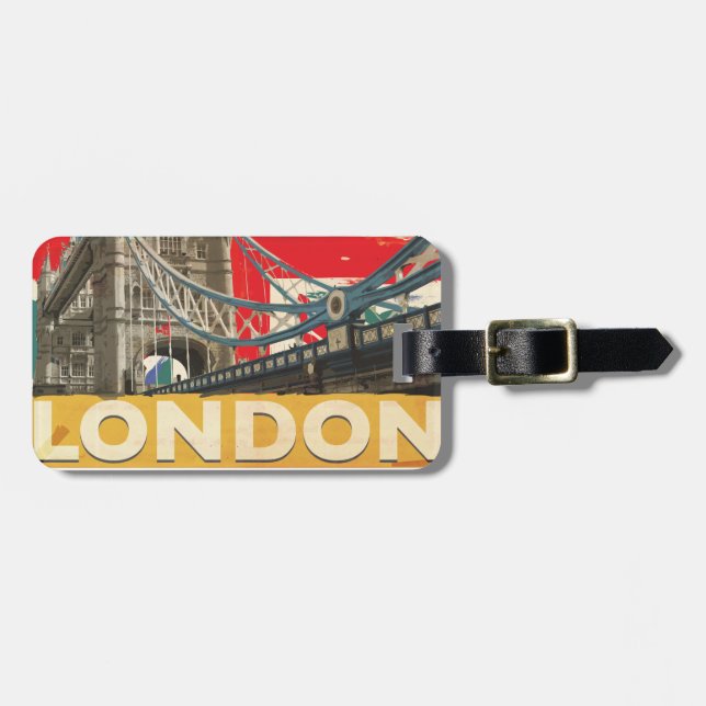 Vintages Londoner Poster Gepäckanhänger (Vorderseite horizontal)