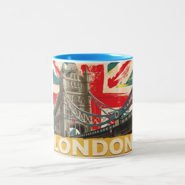 Vintages Londoner Poster Zweifarbige Tasse (Mittel)