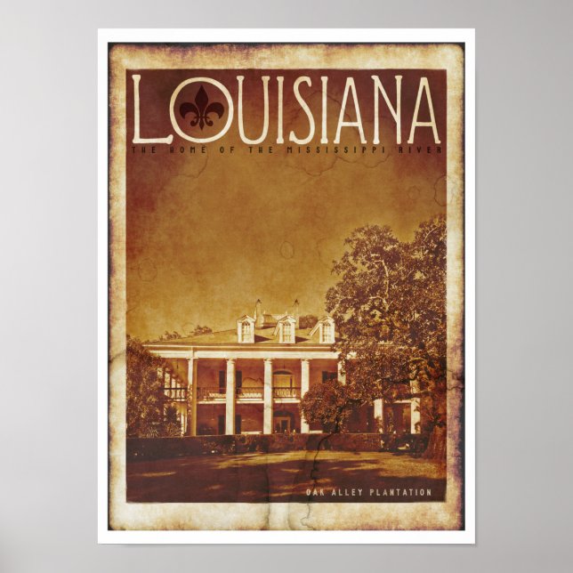 Vintages Louisiana Plantation Travel Poster (Vorne)