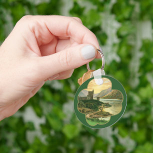 Vintages Lucky Gold Kleeblatt mit einem irischen S Schlüsselanhänger