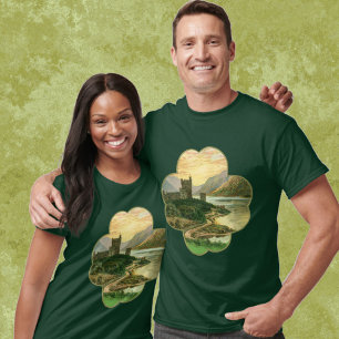 Vintages Lucky Gold Kleeblatt mit einem irischen S T-Shirt