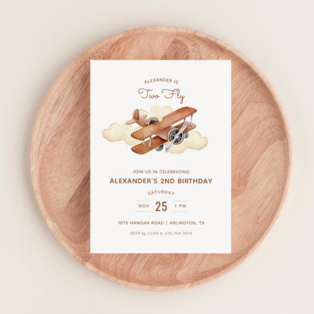 Vintages Luftfahrzeug zwei Fliegen zum Geburtstag Einladung (Von Creator hochgeladen)