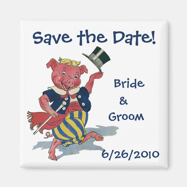 Vintages lustiges niedliches Tanzen-Schwein, Save Magnet (Vorne)