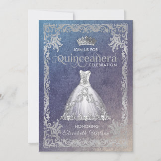 Vintages Luxus-funkelndes Kleid tiara Quinceañera Einladung