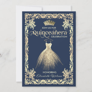Vintages Luxus-funkelndes Kleid tiara Quinceañera Einladung