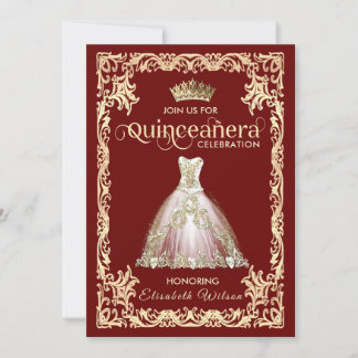 Vintages Luxus-funkelndes Kleid tiara Quinceañera Einladung