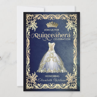 Vintages Luxus-funkelndes Kleid tiara Quinceañera Einladung
