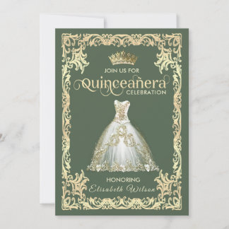 Vintages Luxus-funkelndes Kleid tiara Quinceañera Einladung