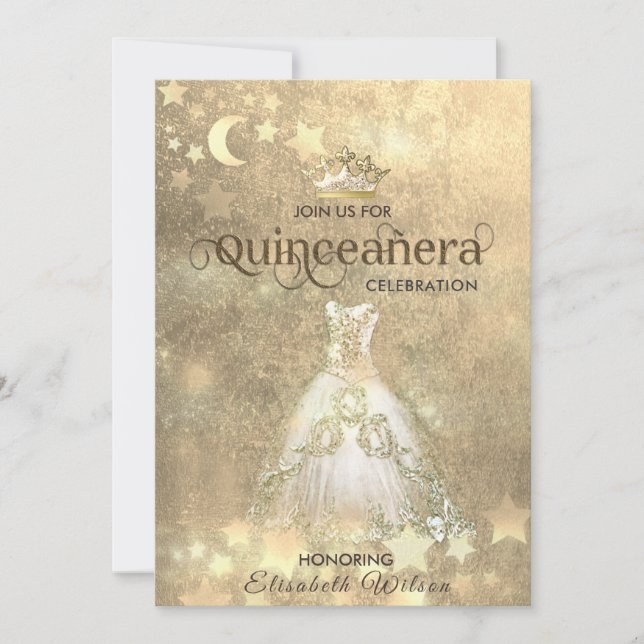 Vintages Luxuskleid Titara Quinceañera Einladung (Vorderseite)
