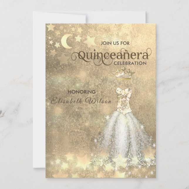 Vintages Luxuskleid Titara Quinceañera Invit Einladung (Vorderseite)