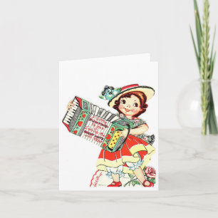 Vintages Mädchen Accordion Valentine Karte