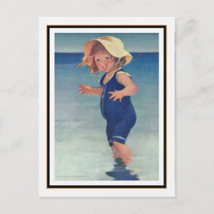 Vintages Mädchen am Meer von Jessie Willcox Smith Postkarte