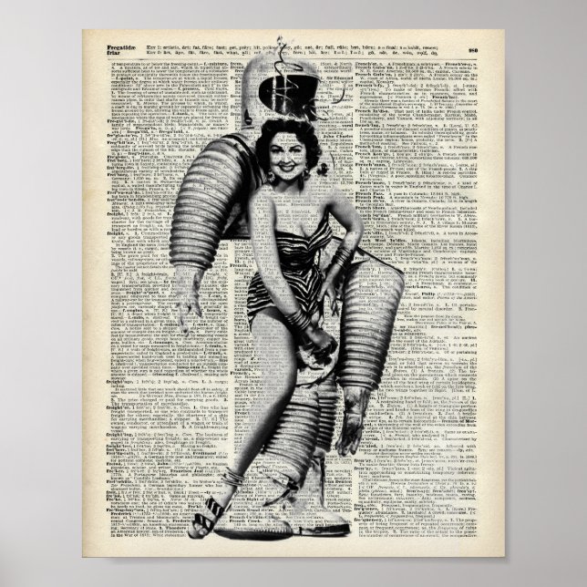 Vintages Mädchen im Astronautenkostüm Poster (Vorne)