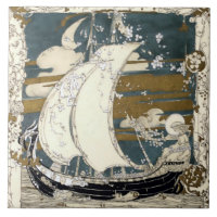Vintages Mädchen in Sailboat von Jessie Marion Kin