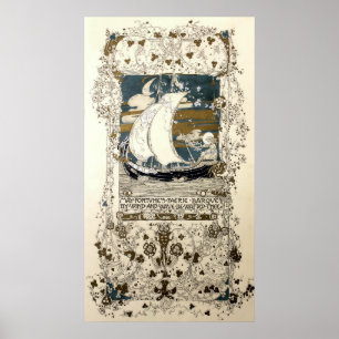 Vintages Mädchen in Sailboat von Jessie Marion Kin Poster