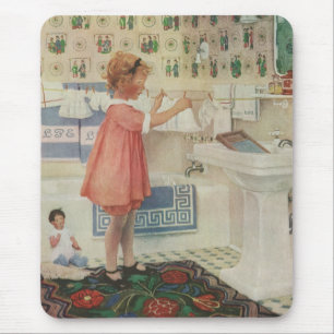 Vintages Mädchen, Kinderwäscherei Hängekleidung Mousepad