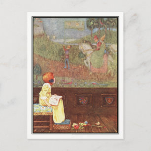 Vintages Mädchen mit Buch von Millicent Sowerby Postkarte