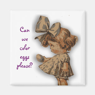 Vintages Mädchen mit Ei Magnet