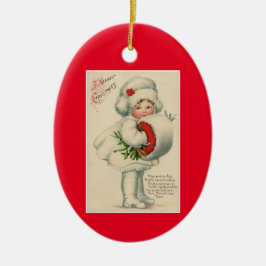 Vintages Mädchen mit Muff Keramik Ornament