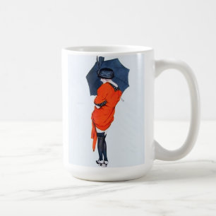 Vintages Mädchen mit Regenschirm Tasse