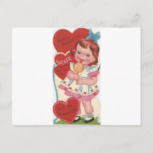 Vintages Mädchen mit Sucker Valentine Feiertagspostkarte