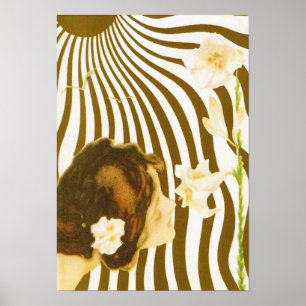 Vintages Mädchen mit Sun und Blumen-Plakat Poster