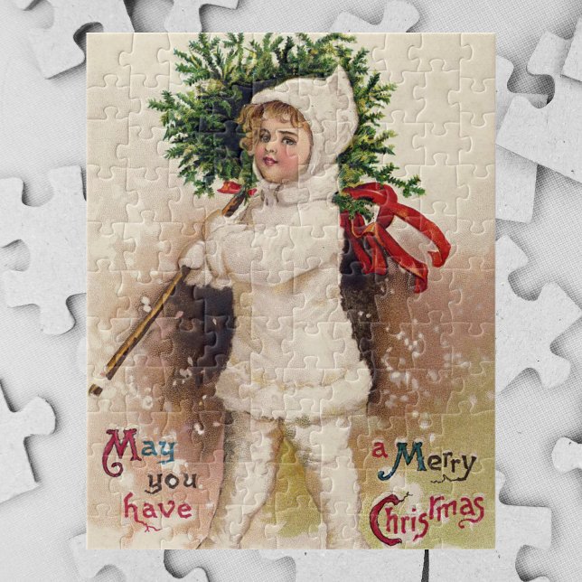 Vintages Mädchen mit Weihnachtsbaum, Ellen Clapsad Puzzle (Von Creator hochgeladen)