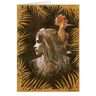 Vintages Mädchen- und Vogelportrait