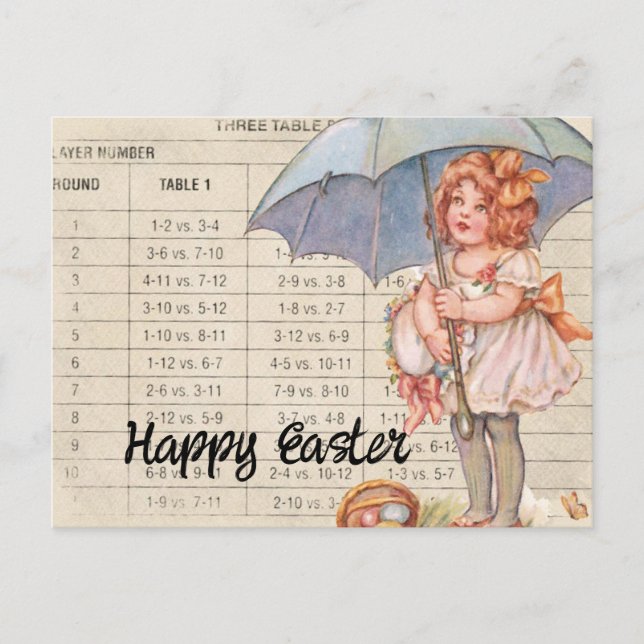 Vintages Mädchen zu Ostern Postkarte (Vorderseite)