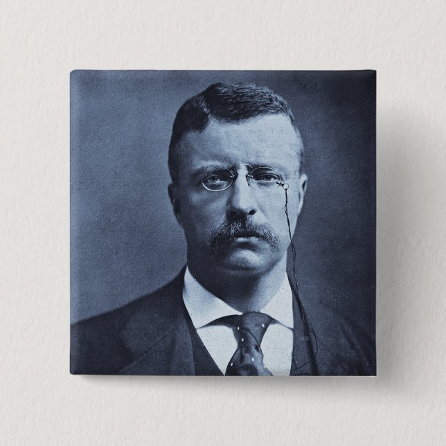 Vintages magische Laternen-Glasdia Teddy Roosevelt Button (Vorderseite)