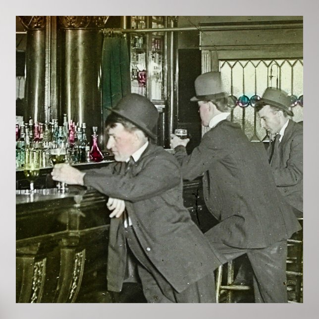 Vintages magisches Laternenleben im Salon Poster (Vorne)