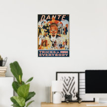 Vintages Magisches Poster, Dante der Magier