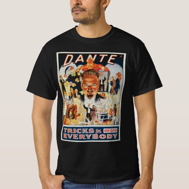 Vintages Magisches Poster, Dante der Magier T-Shirt (Vorderseite)