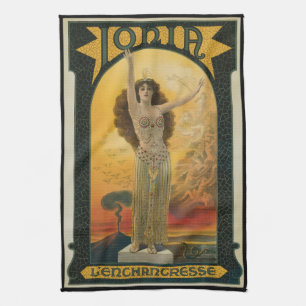 Vintages Magisches Poster, Ionia L'Enchantress Geschirrtuch