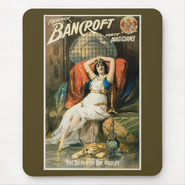 Vintages Magisches Poster, Magier Frederick Bancro Mousepad (Vorne)