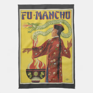 Vintages Magisches Poster, Magier Fu-Manchu Geschirrtuch