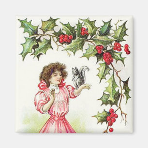 Vintages Magnet für Frauen und Eichhörnchen